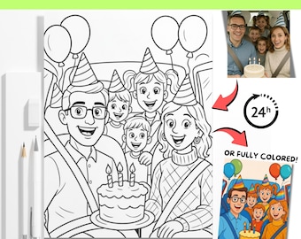 Turn Photo into Coloring Page | Unique Digital Portrait Coloring | Custom Portrait Sketch | Photo to Outline Illustration | birthday gift