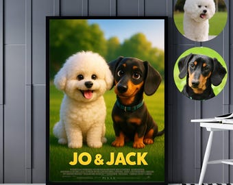 Retrato de mascota personalizado a partir de una foto, retrato de mascota estilo Disney, arte conmemorativo personalizado para mascotas, ilustración adorable de mascota