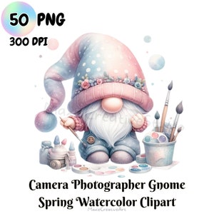 Artista de pintura Gnomo Aquarela Clipart 50 PNG, Pintura de gnomo, Amantes de gnomos, DIY para impressão, Sublimação, Copo de caneca, Fabricação de cartões, Arquivos digitais