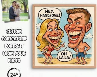 Custom Funny Couple Caricature Portrait, Personalized Caricature From Photo, Funny Caricature Drawing, Anniversary, Birthday, Wedding Gift