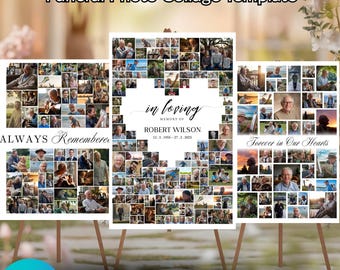 Set di modelli Canva per collage di foto funebri, In memoria, Celebrazione della vita, Modelli per set di cartelli per collage di foto funebri, Poster commemorativo