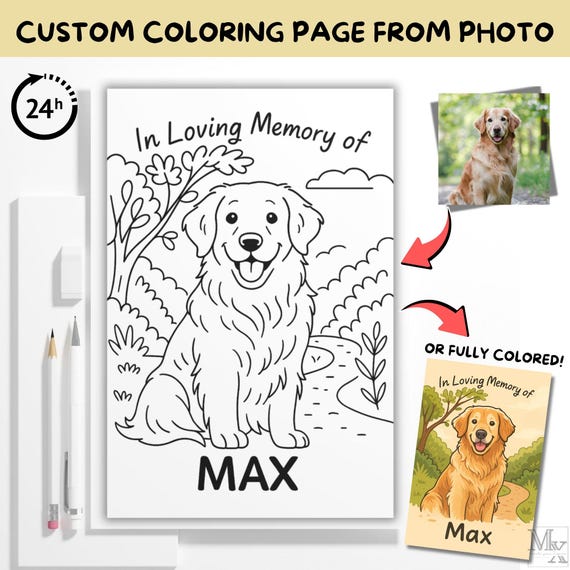 Custom Coloring Pages from Photos – Personalized Coloring Page from photo, Coloring page with color, Pet, Couple, Family, Kids