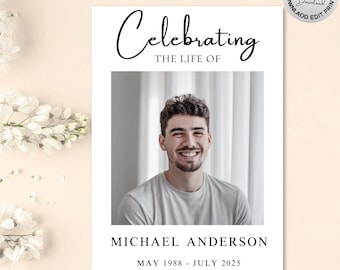 Funeral Program Template, Editable Funeral Program Template, Obituary Funeral Memorial program, Funeral Service Editable Celebration of life