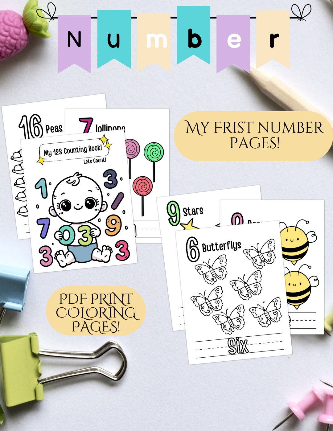 21 Pages, Number 1-20 Coloring Pages! My Baby's First Number Book ...
