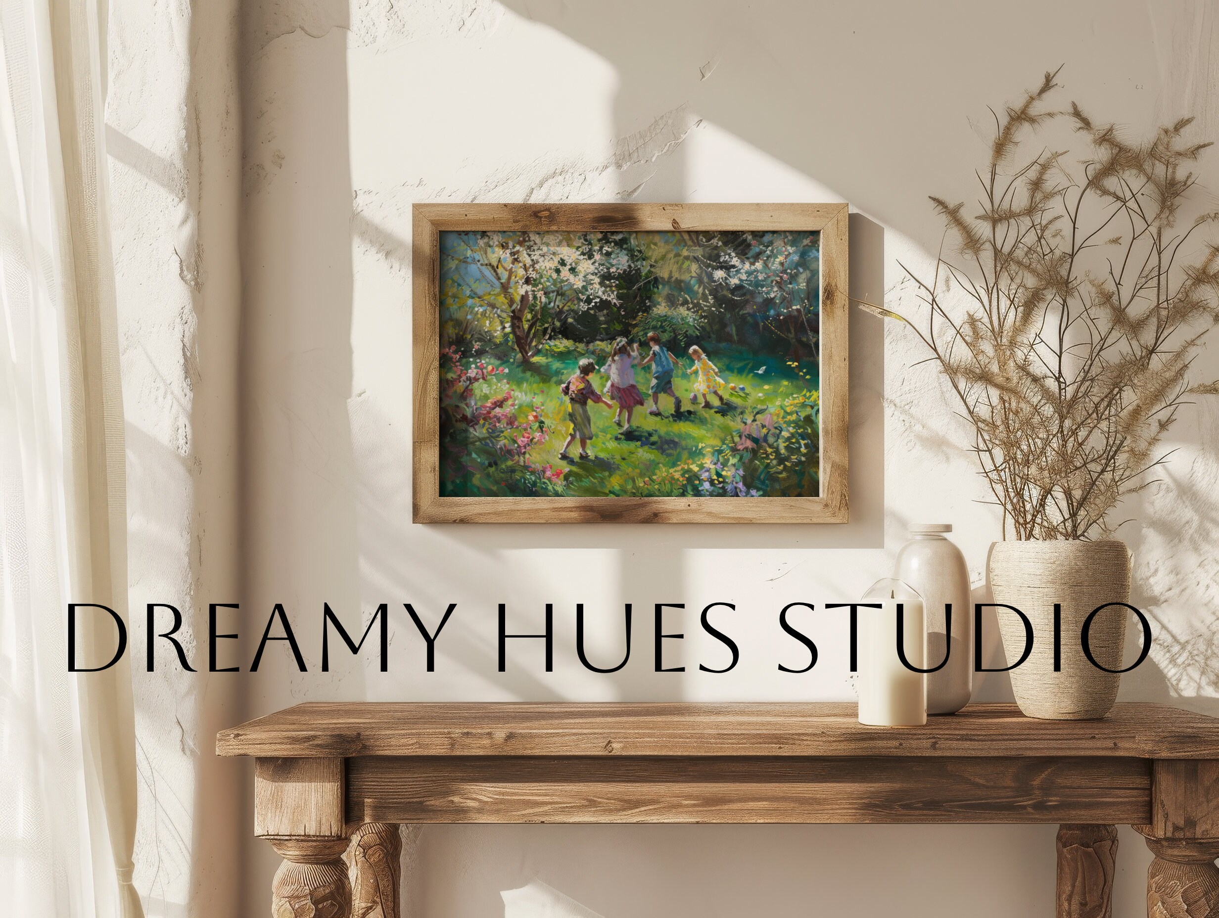 Happy Easter Wall Art Spring Colorful Oil Painting Easter Decor Print ...