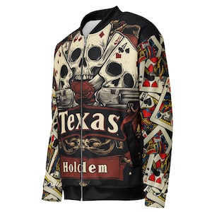 Poker Texas Hold&#39;em, Unisex Bomber Jacket Poker, Style ,Texas Holdem Casino Vibes, Streetwear Goals, Etsy Finds, Fashion, HoldEm Or FoldEm