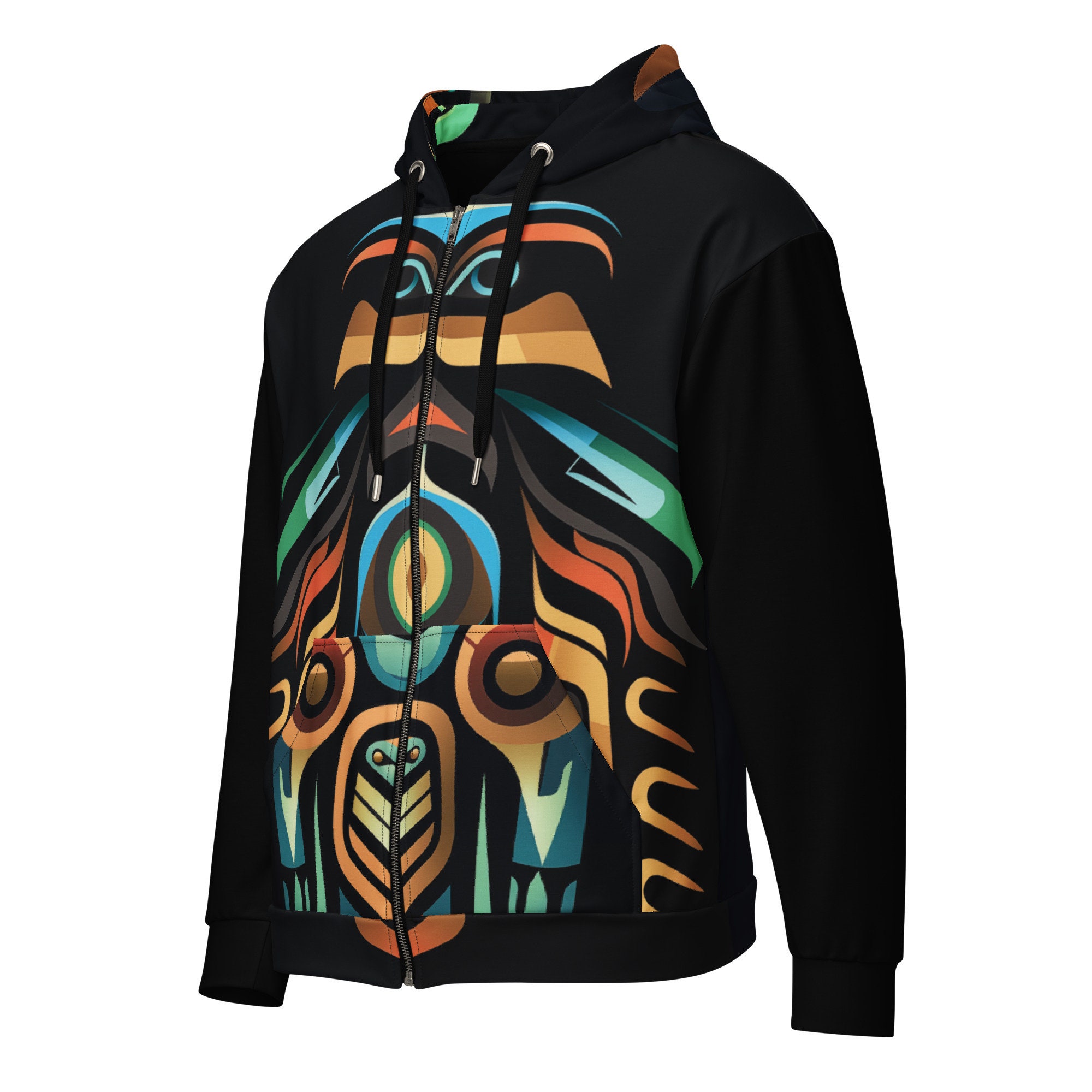 トップス Tribal Zip Up Hooded Sweatshirt tribal viking contrast print zipper hoodie - Temu