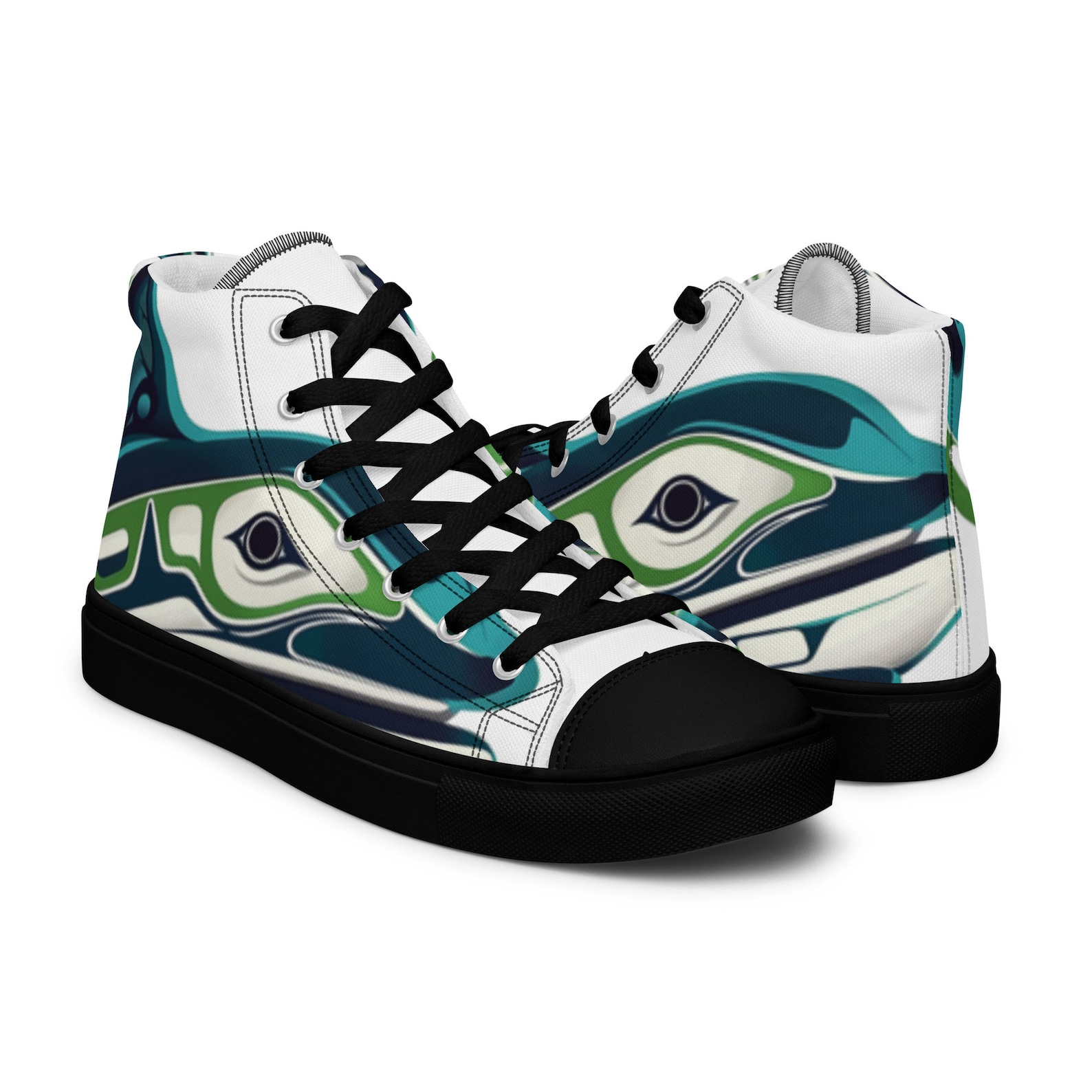 Pigeon Blue - Sustainably Made Men's High Top Canvas Shoes main image 1