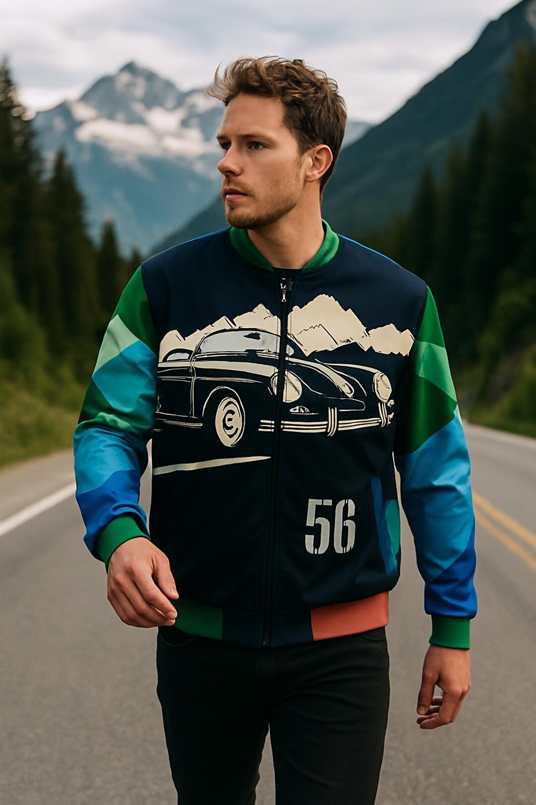 porsche ポルシェ レーシング ボンバージャケット ポルシェ356にインスパイアされたデザインのヴィンテージレーシング