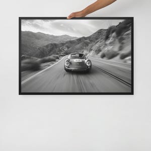 Porsche 356 inspired design Framed photo paper poster partly glossy, partly matte finish.