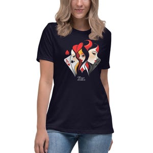 Fã de pôquer Texas Hold'em, estrelas do pôquer Las Vegas Casino Classic Tee Camiseta feminina relaxada