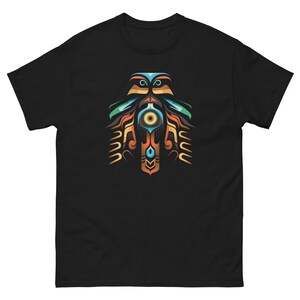 Men&#39;s classic tee The Grey Owl Totem series Aztec art Mexican style Gildan 5000