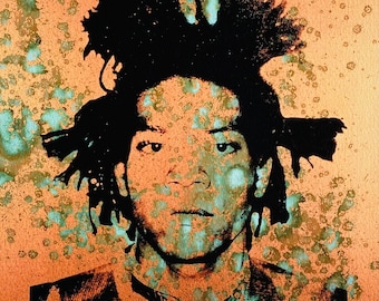 Jean-Michel Basquiat Metalliskt pigment i akrylmedium och silkscreen på konvas