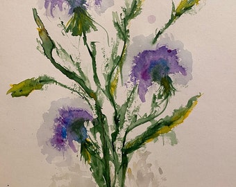 Handmade Watercolor Flower Art - Author's Floral Painting - Unique Eco-friendly Home Decor - Botanical Gift Idea - floral home decor