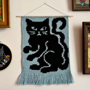 Scaredy Cat Crochet Tapestry / Wall Hanging PATTERN