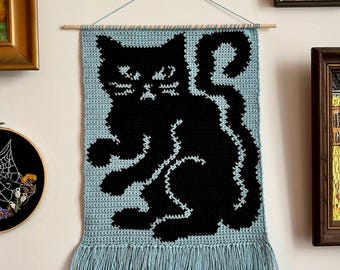 Scaredy Cat Crochet Tapestry / Wall Hanging PATTERN
