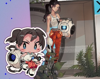 Chell and Wheatley Art Print & Sticker Combo - Handmade A5 Print