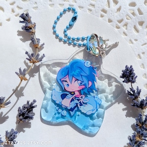 Aqua Wavy Ripple Acryl Schlüsselanhänger 6,1 cm, Kingdom Hearts Charm, KH, Wayfinder