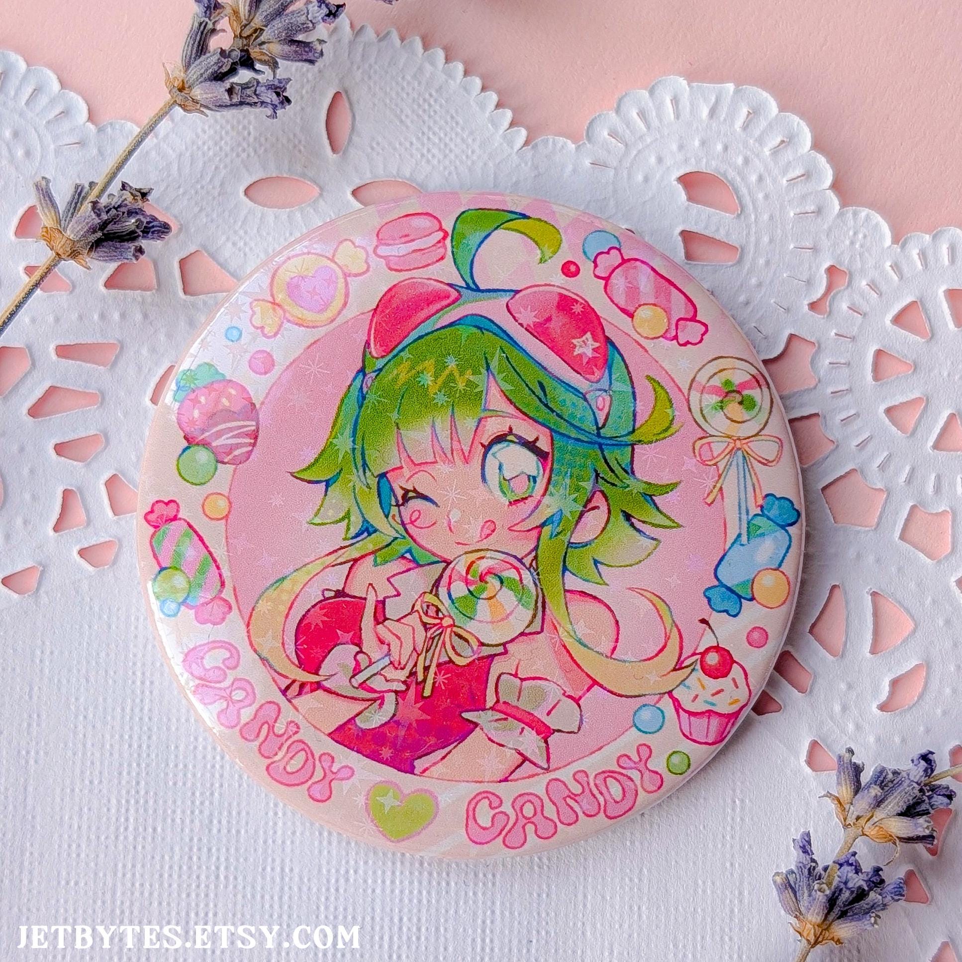 Vocaloid Megpoid Gumi, Candy Candy 58mm Holographic Button Badge