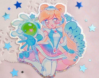 Space Groove Lux, 10cm Glitter Holographic Waterproof Sticker, League of Legends
