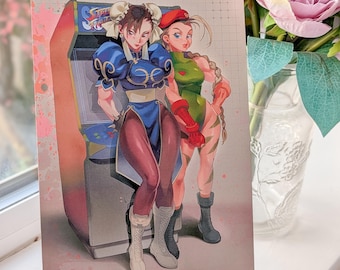 Cammy Chun-Li Streetfighter 2 Turbo Poster A4/A5 Art Print, SF2, SF6, Fighting Games, Retro Gaming