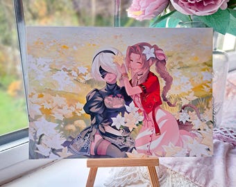 Impression d'art 2B et Aerith A4/A5, Final Fantasy 7, Crossover Nier Automata