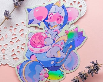 Pegatina holográfica de los Caballeros de Ginebra, 10 cm, Gwen la corredora, Chica alienígena, Princesa Gwen