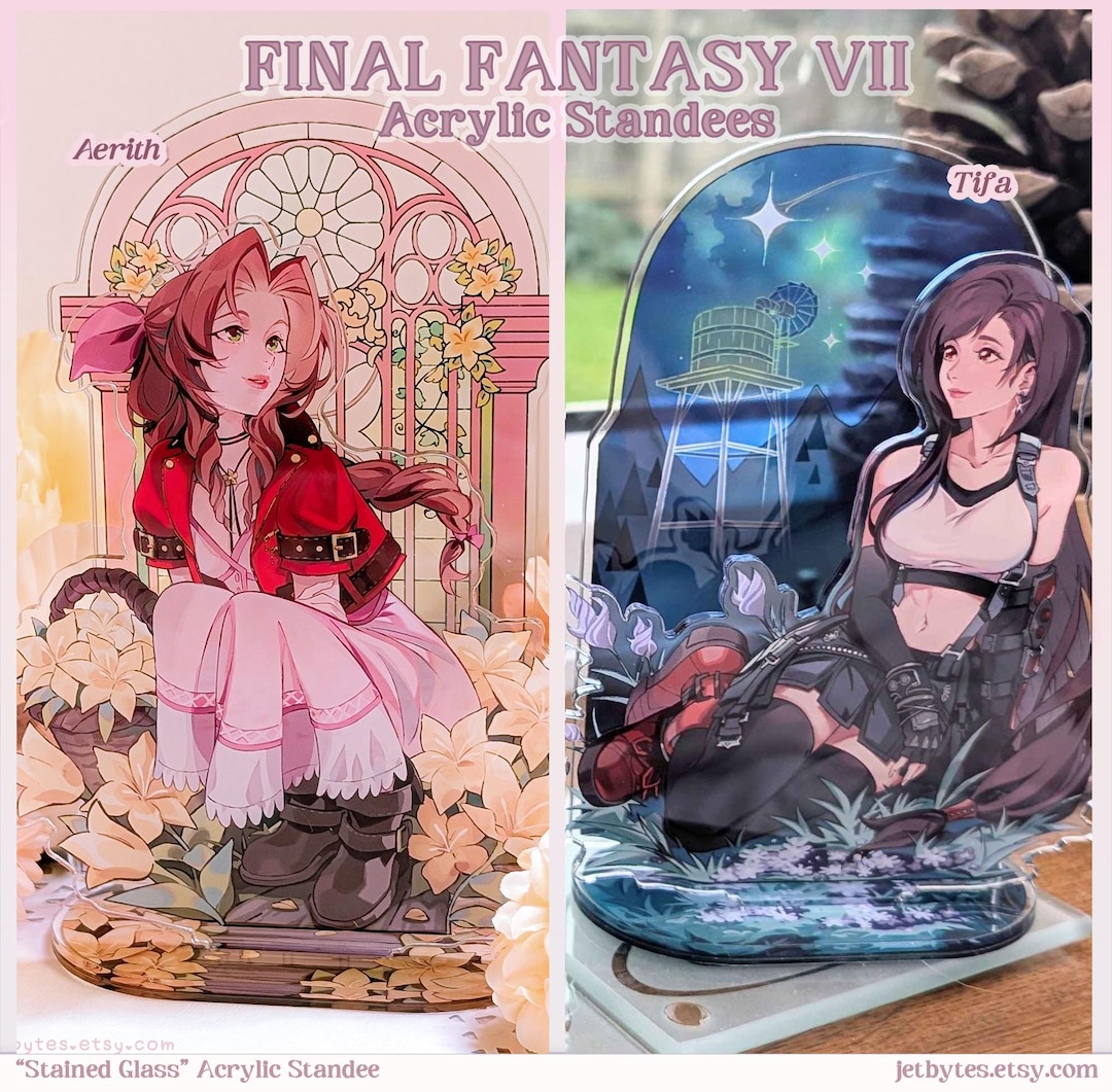 Aerith Tifa FF7 Stained Glass 5.7" Acrylic Standee, Final Fantasy VII, Gainsborough, Lockhart, Nibelheim, Church Window - Etsy