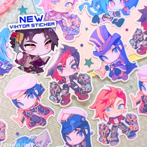 Arcane League of Legends Stickers: Jinx, Vi, Caitlyn - Chibi Style