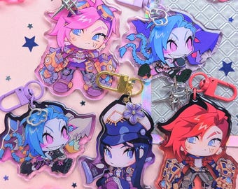 League of Legends, Arcane Keychains 2.7" Jinx Vi Caitlyn, CaitVi, Acrylic Charm