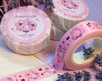 Ironmouse Washi Tape: Pink Foil Anime Vtuber Stationary (15mm x 10m)