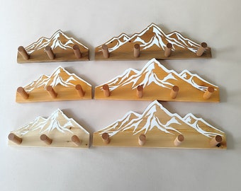 Mountain keychain rack with hooks, Mountain shaped wall hanger for kids, Necklace Jewelry Holder, children's room, mountain peak hooks