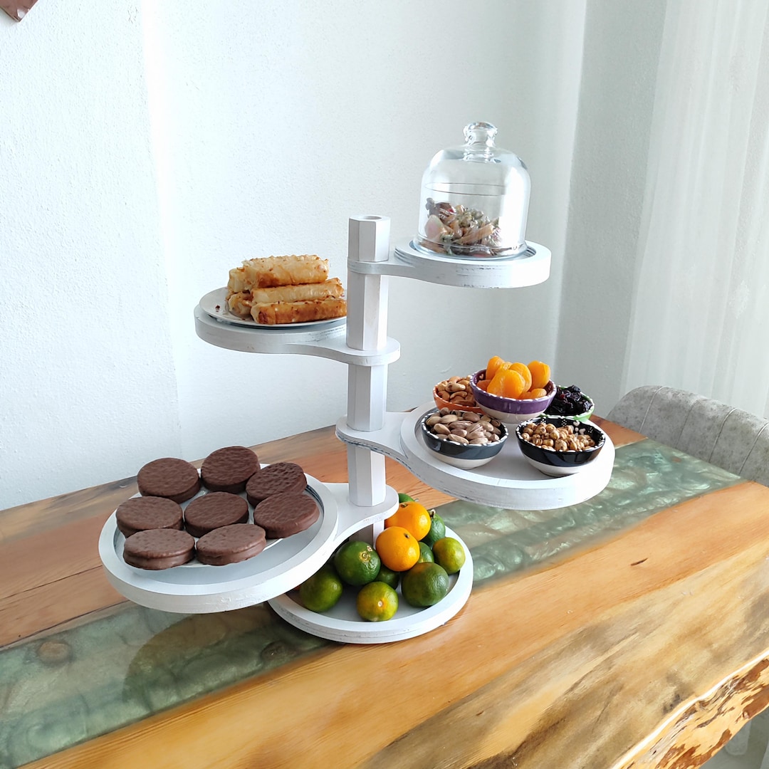 Rotating Tiered Cake Stand: Rustic Wedding Dessert Display - Etsy
