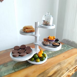 Rotating Tiered Cake Stand, Wedding Cake Stand, Cake Display, Rustic Party Display, Bakery Display, Dessert Tower, Event Decor, Tea Party
