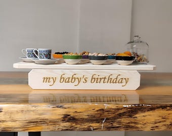 Rustic Wooden Cake Stand: Birthday Party Dessert Display