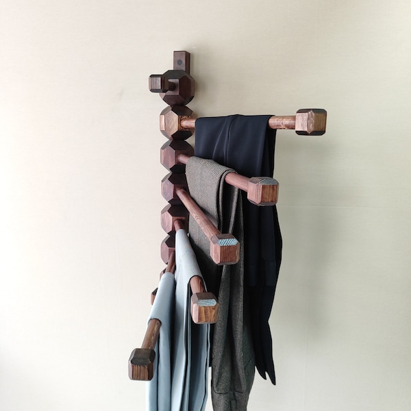 Coat and Clothes hanger, Trouser Organizing, Suit Hangers, Wooden Modern Valet Stand for Office, Clothes Valet, jeans rack, Coat Hooks