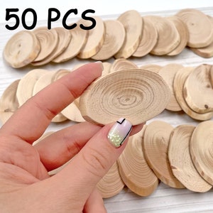 Wood cut, oblique cut. Cut, wood cut, wood slice, wood blank. Blanks for creativity.  Set of 50 pcs