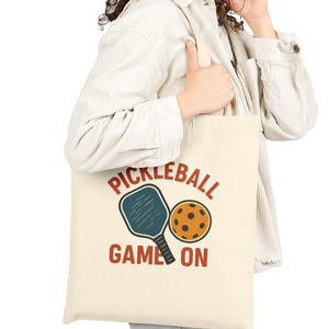 Pickleball Tote Bag: &quot;Pickleball Game On&quot; Design - Eco-Friendly Canvas