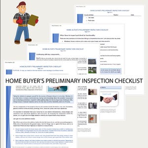 Home Buyer&#39;s Preliminary Inspection Checklist. House purchasing Guide, Homebuyer Real Estate Checklist.