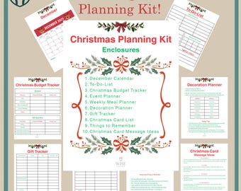 Kit imprimible de planificación navideña, organizador de fiestas, seguimiento de regalos y presupuesto, lista de tareas pendientes