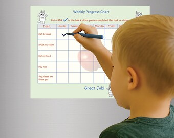 Weekly Progress Reward Chart for Kids, Child Progress Tracker, Printable and Editable.