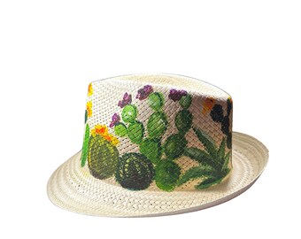 Sombrero | CACTUS | Paja Mexicano| Pintado a Mano | YuteOnttoc | Handmade | Straw Hat |Beach | BOHO