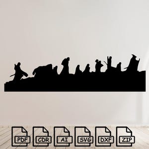 May include: A black silhouette depicting a procession of figures against a plain background. The figures are in silhouette, suggesting cloaks or robes. Below the image are file format icons for PDF, CDR, AI, SVG, DXF, and ZIP.