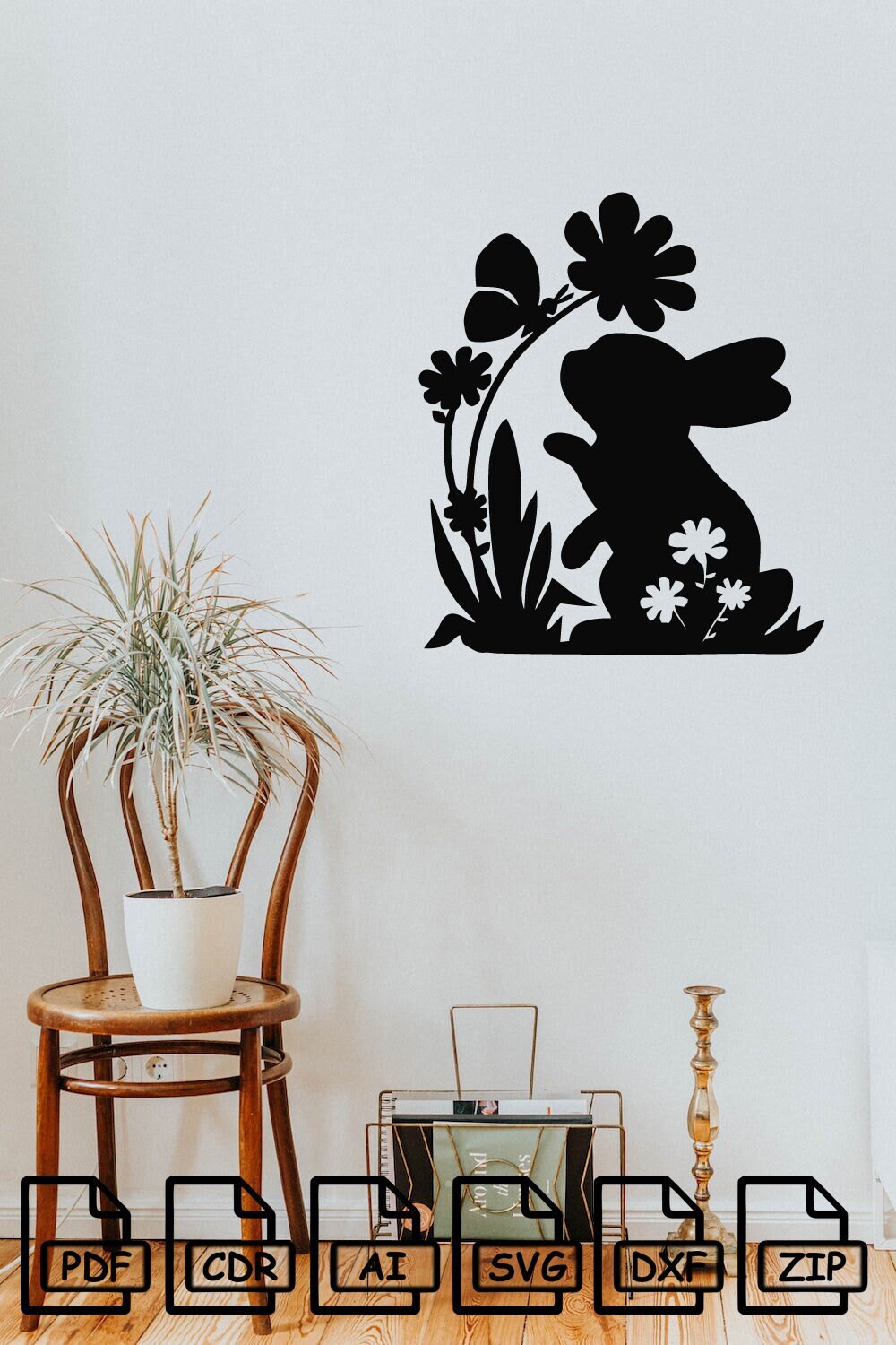 Rabbit Cut Svg Dxf File Wall Sticker Pdf Silhouette Template Cnc ...