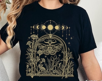 Luna Moth Shirt, lunar phase shirt moon phase shirt for mushroom shirt aesthetic cottagecore mushroom shirt dark academia aesthetic shirt