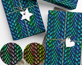 Dragon Scales Wrapping Paper, dragon gift wrap dinosaur lover gift dino scale wrapping paper fantasy game gift imaginary creature wrapper