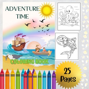 25 + Bonus Cover Adventure Time Coloring Book , Downloadable Prints