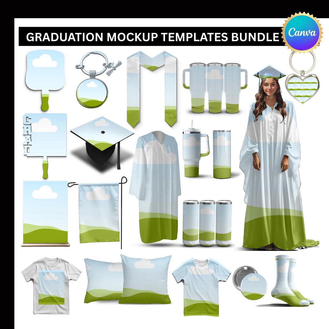 Graduation Mockup Templates Bundle | Canva | Editable | Printable ...