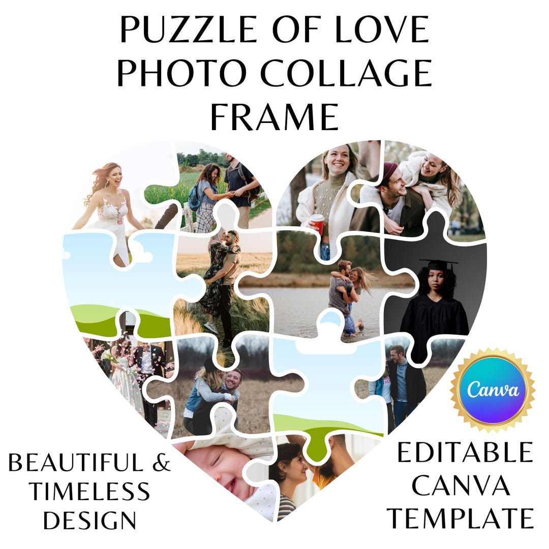 Love Photo Collage Frame | Editable | Template - Etsy