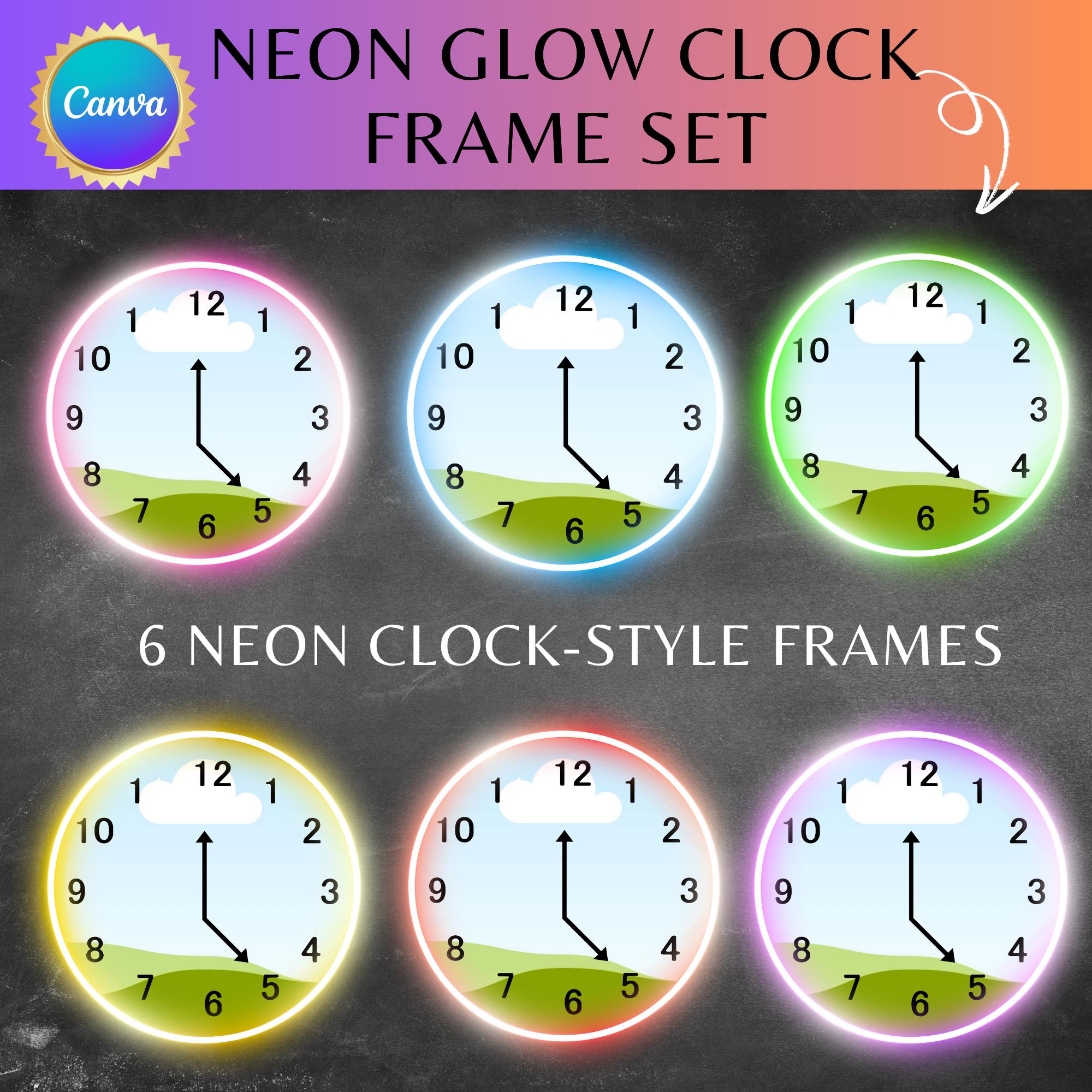 Neon Glow Clock Frame Set - Etsy
